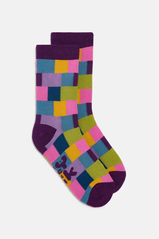 JoJo - Cotton Socks in Dreams Checkerboard sold by Lucy & Yak