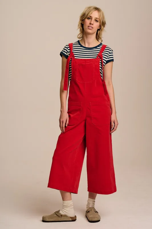 Jenny - Wide Leg Corduroy Dungarees in True Red sold by Lucy & Yak