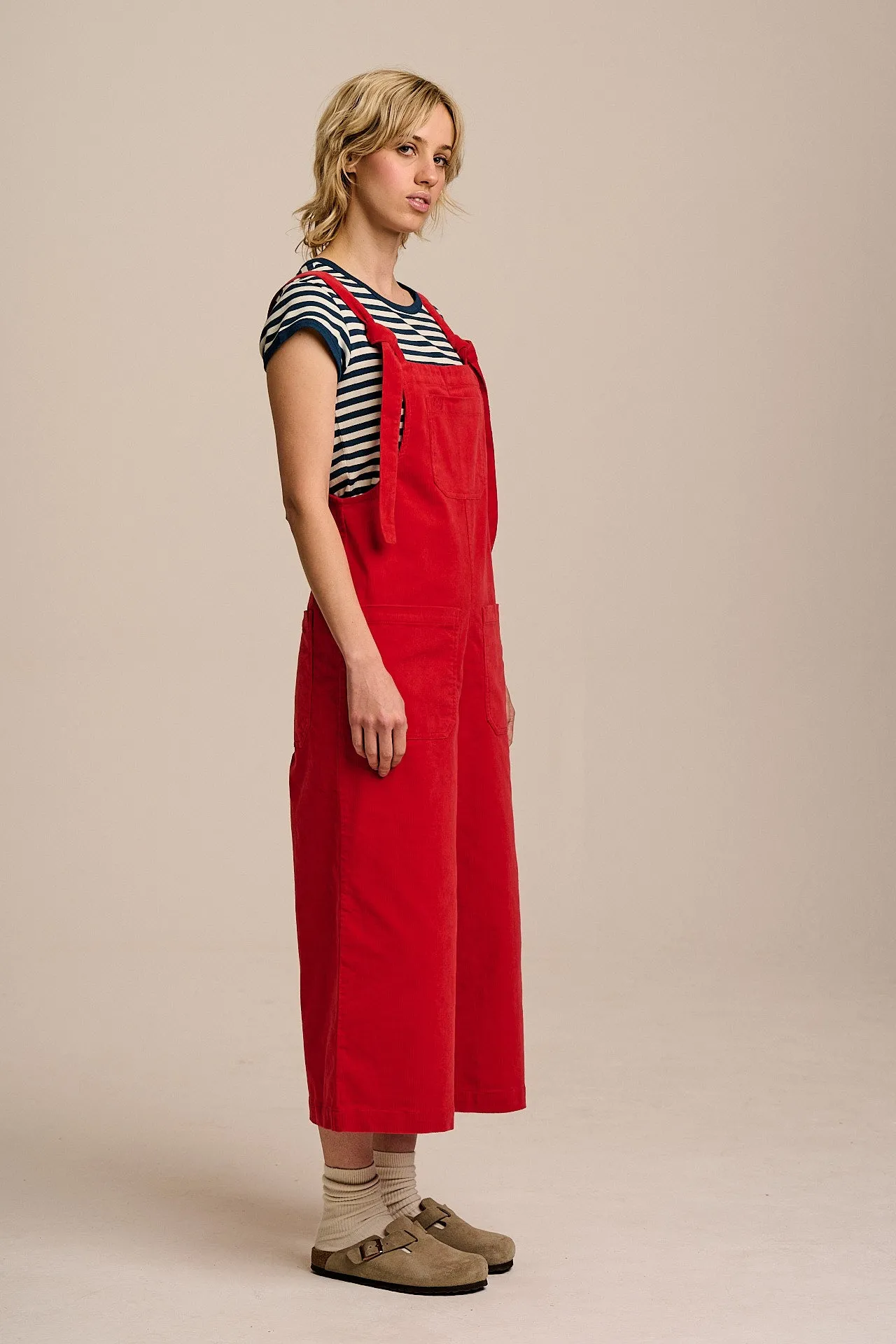 Jenny - Wide Leg Corduroy Dungarees in True Red sold by Lucy & Yak product image thumbnail 3