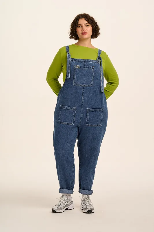 Original - Denim Dungarees in Mid Wash Blue made by Lucy & Yak