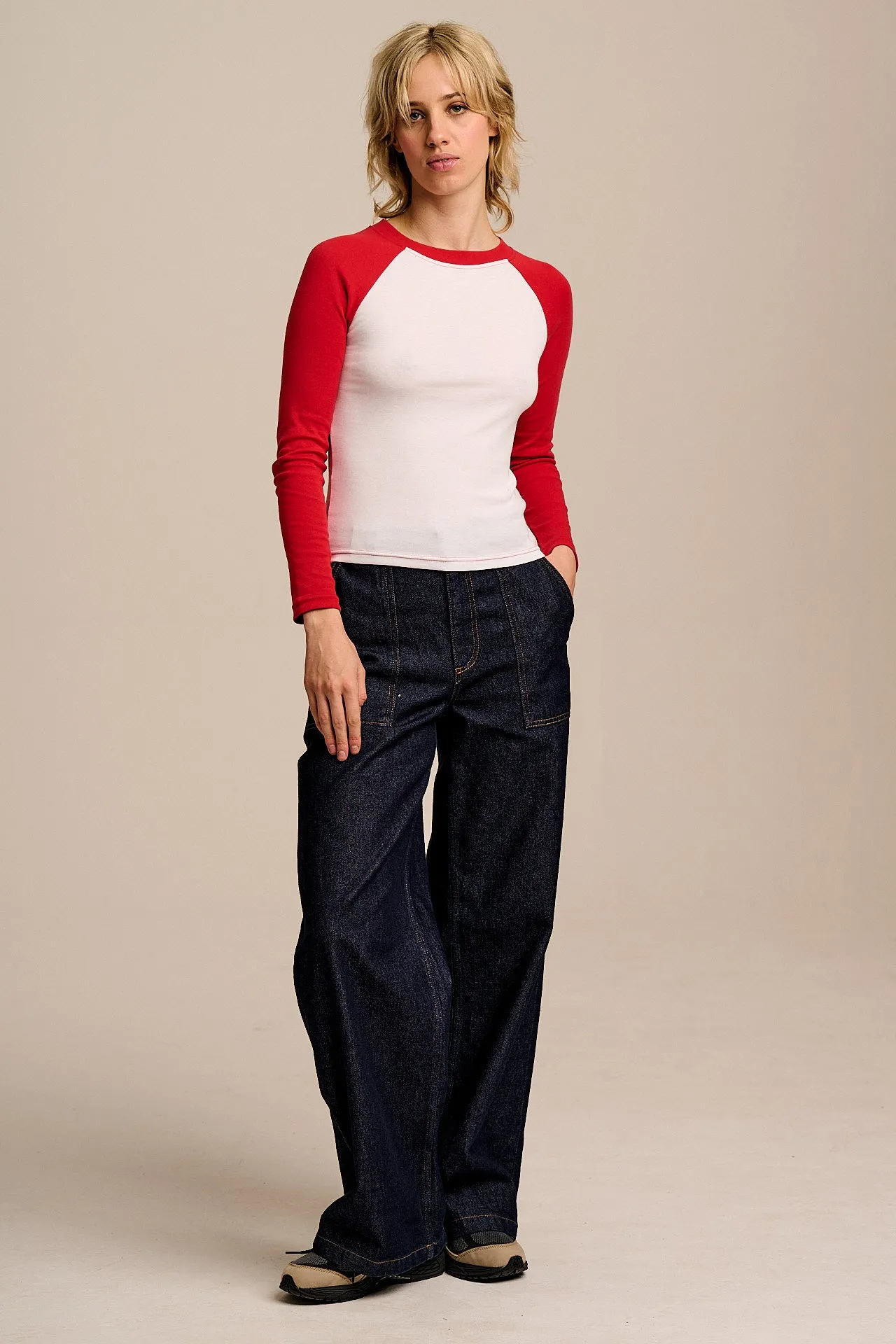 Avi - Long Sleeve Raglan Top in Red & White sold by Lucy & Yak product image thumbnail 4