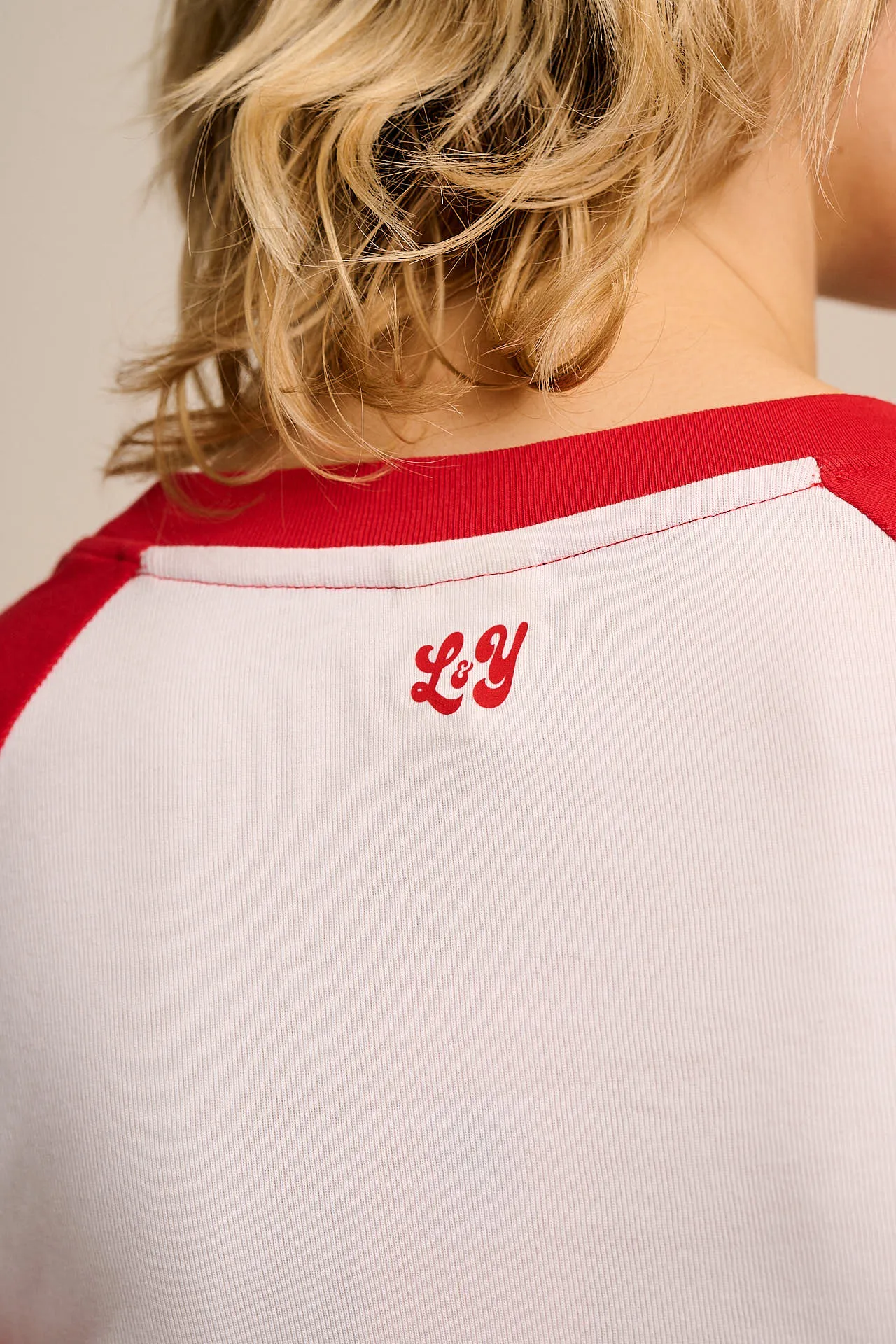 Avi - Long Sleeve Raglan Top in Red & White sold by Lucy & Yak product image thumbnail 3