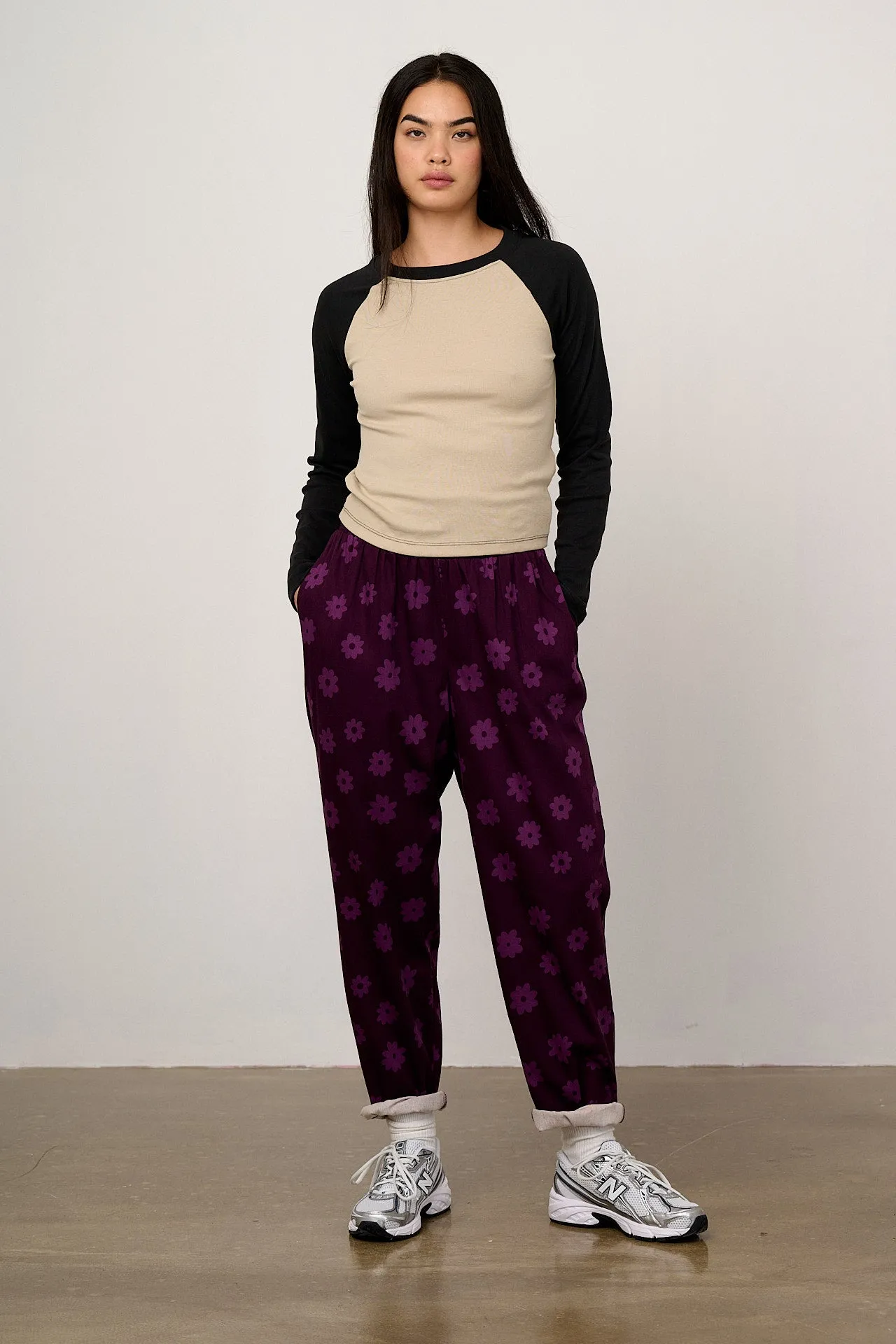 Alexa - Cotton Trousers in Purple Delano sold by Lucy & Yak product image thumbnail 5