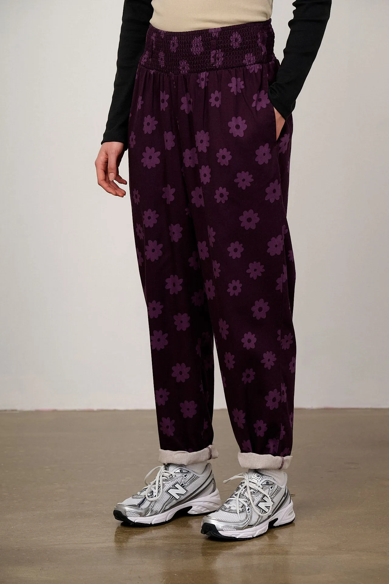 Alexa - Cotton Trousers in Purple Delano sold by Lucy & Yak product image thumbnail 2
