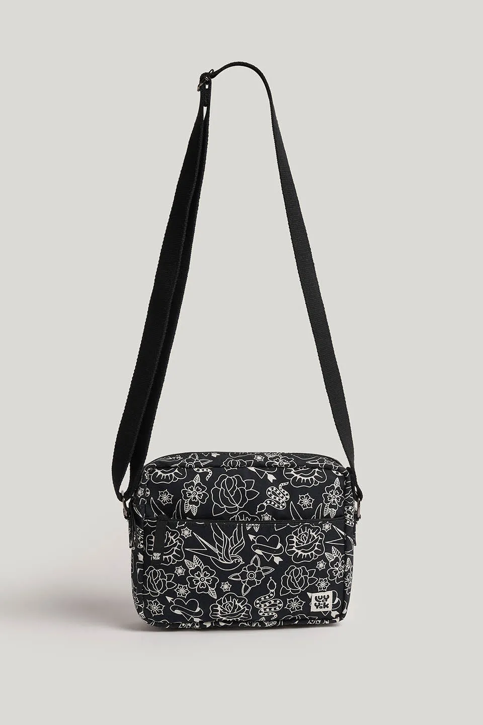 Dara - Cotton Crossbody Bag in Black & White Tattoo sold by Lucy & Yak product image thumbnail 3