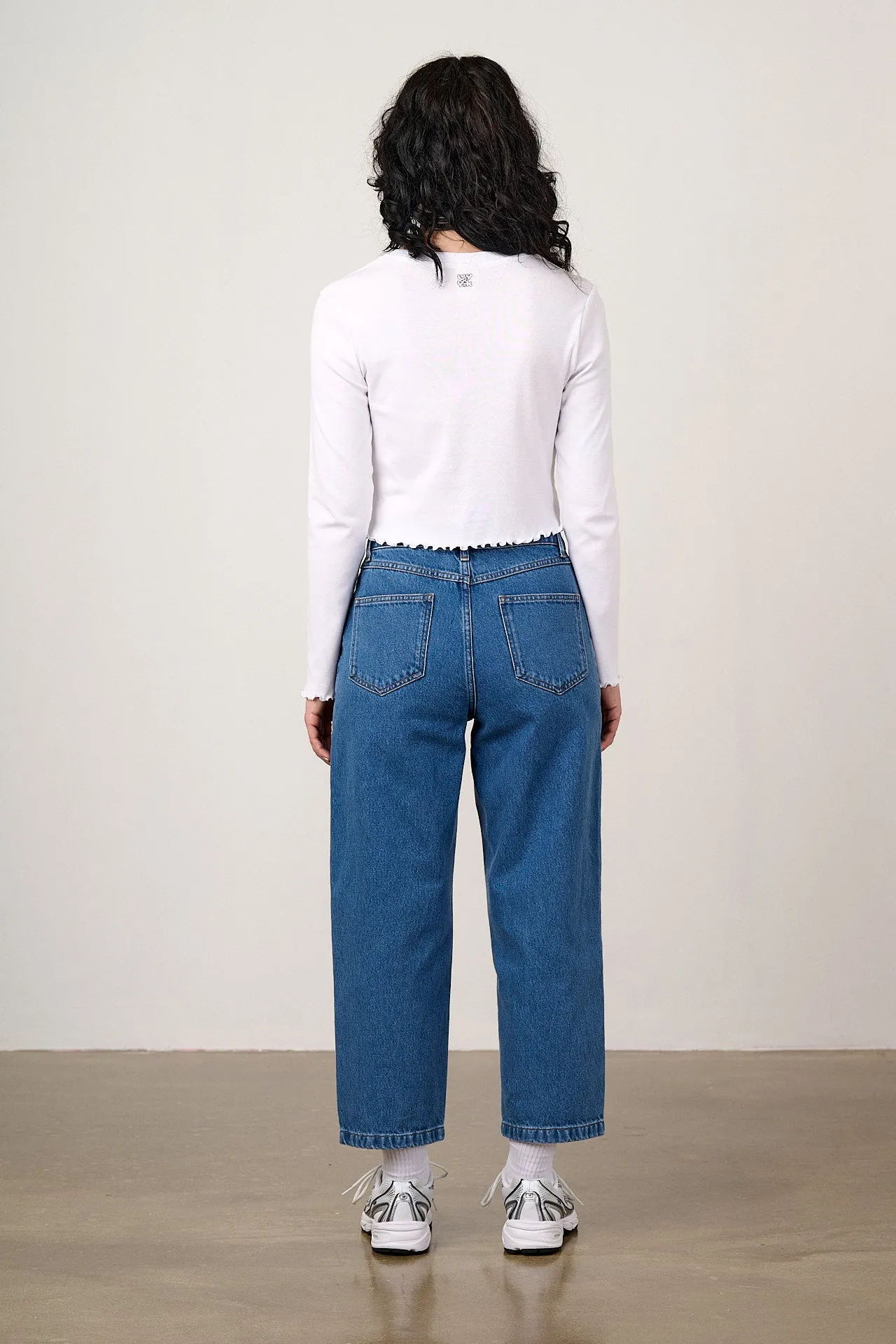 Hansel - Long Sleeve Cotton Crop Top in White sold by Lucy & Yak product image thumbnail 4