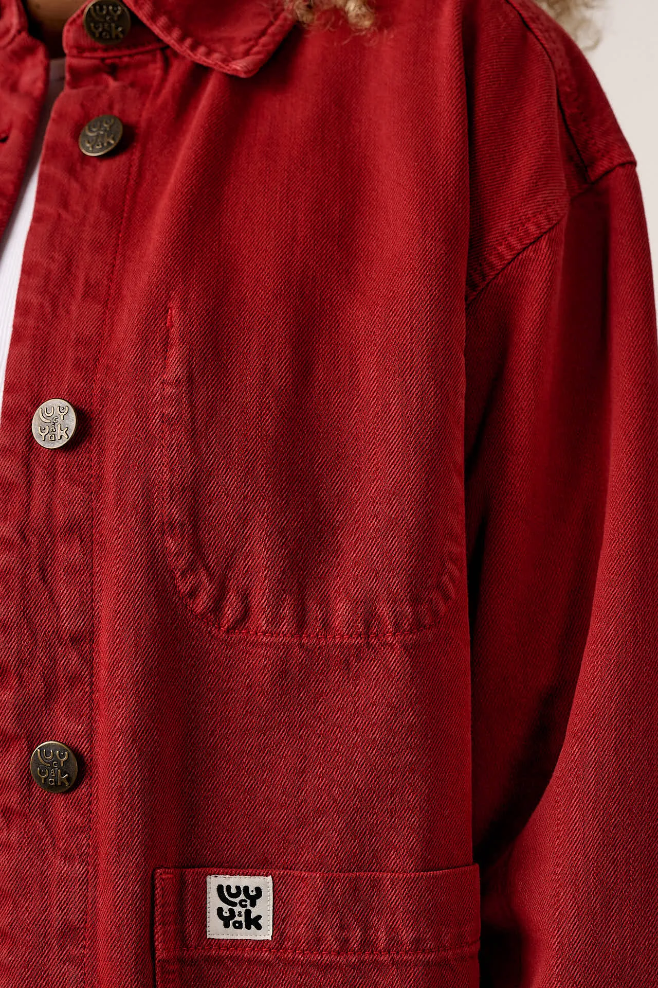Connie - Denim Jacket in True Red Wash sold by Lucy & Yak product image thumbnail 4