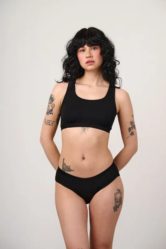 Collette - Viscose Bikini Brief in Black sold by Lucy & Yak