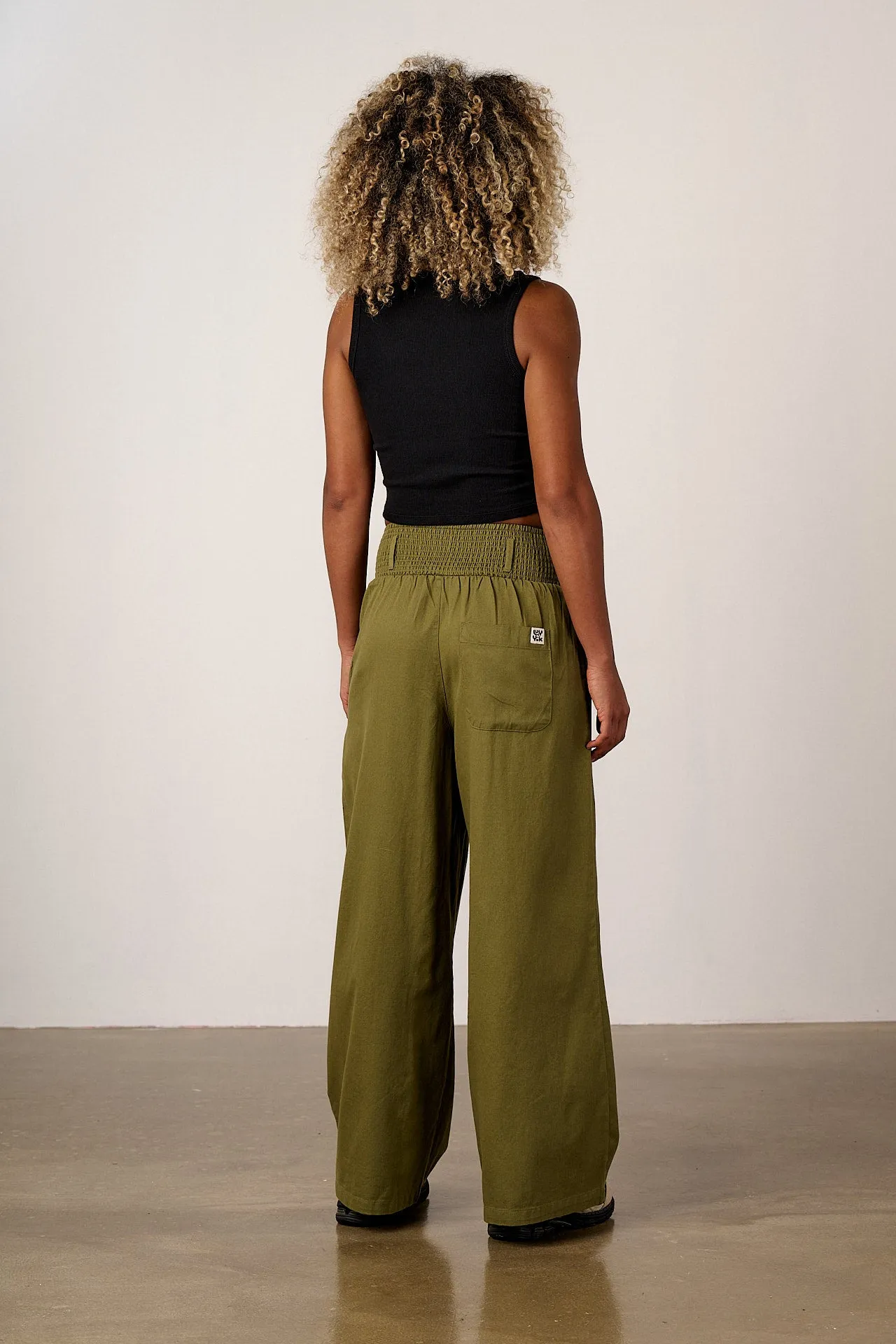 Alex - Wide Leg Cotton Trousers in Khaki sold by Lucy & Yak product image thumbnail 5