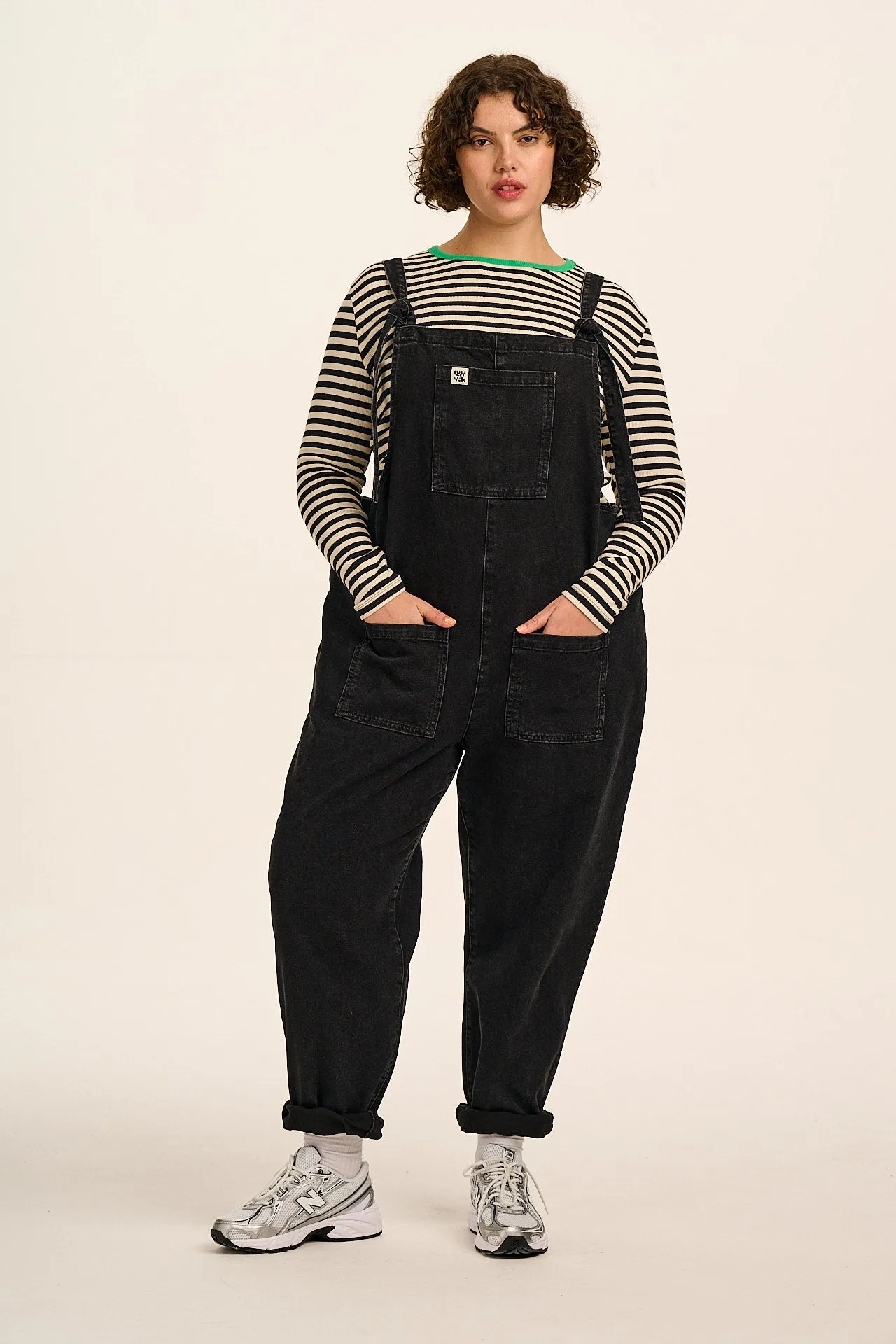 Original - Denim Dungarees in Washed Black sold by Lucy & Yak