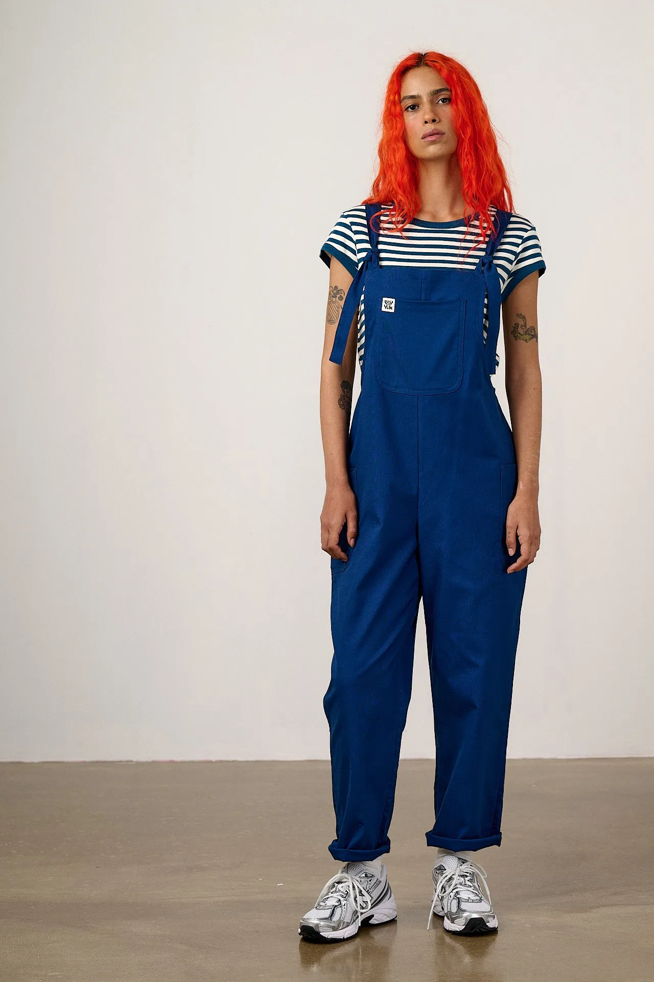 Una - Cotton Dungarees in Navy sold by Lucy & Yak