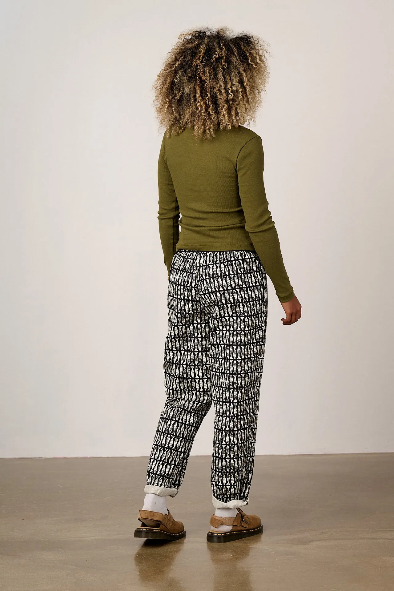 Alexa - Cotton Trousers in Black & White Minnow Print sold by Lucy & Yak product image thumbnail 5