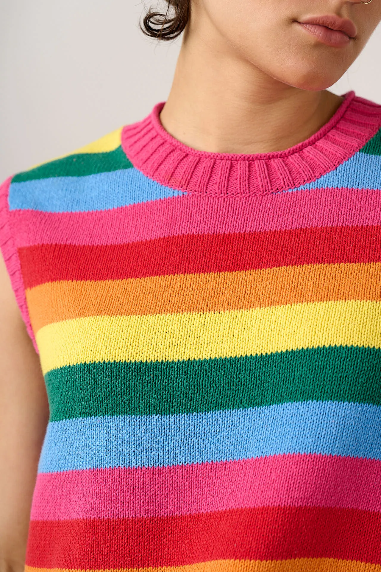 Sawyer - Cotton Knitted Tank in Rainbow Stripe sold by Lucy & Yak product image thumbnail 3