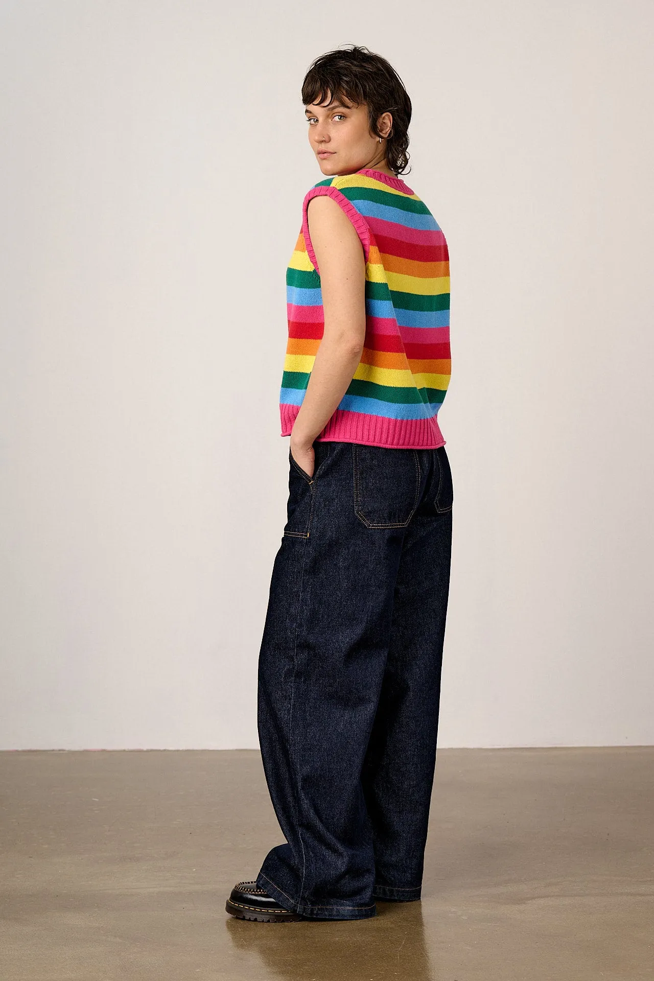 Sawyer - Cotton Knitted Tank in Rainbow Stripe sold by Lucy & Yak product image thumbnail 5