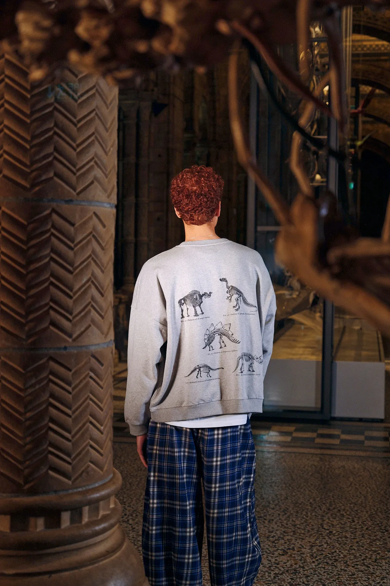 L.E. Sutton - Cotton Oversized Sweatshirt in Dinosaur Natural History Museum & Yak Print sold by Lucy & Yak