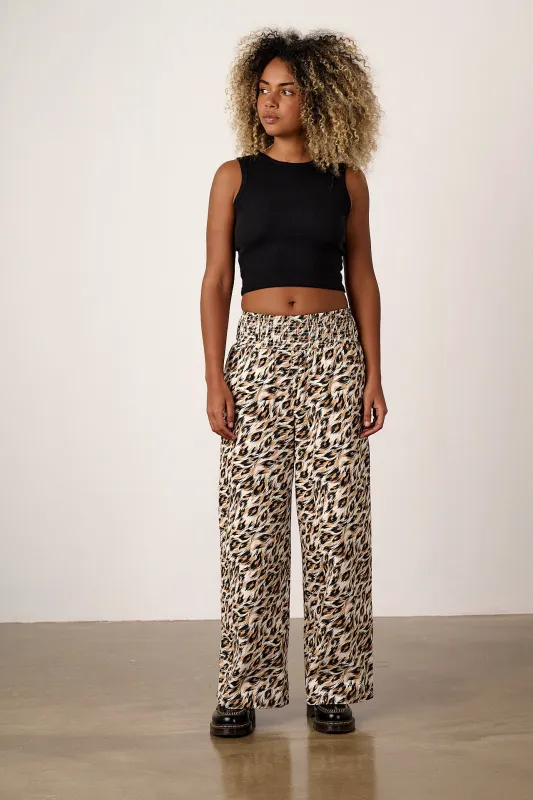 Alex - Wide Leg Cotton Trousers in Leo Swirl sold by Lucy & Yak