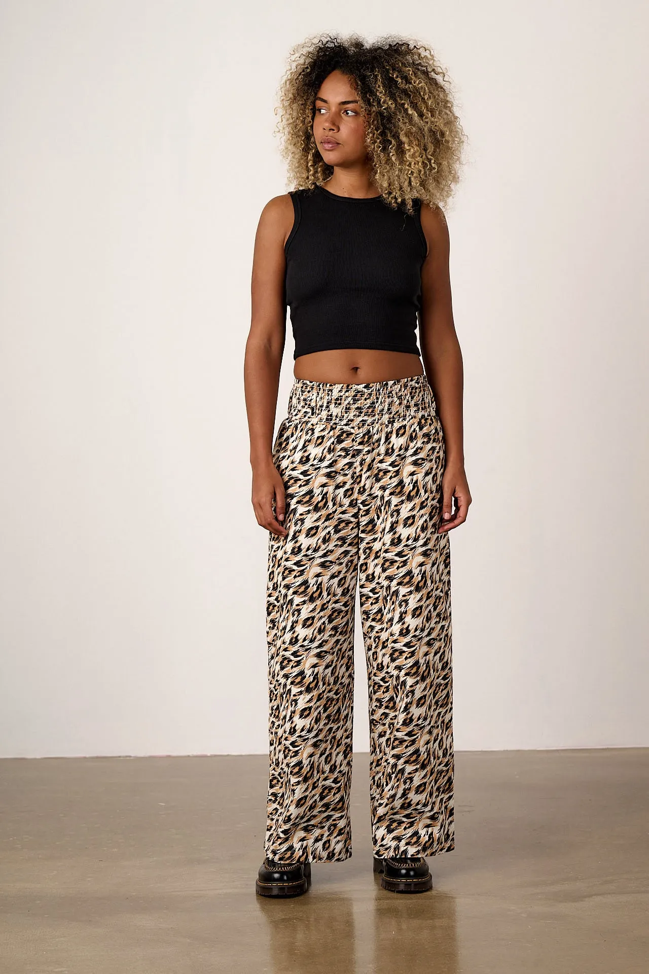 Alex - Wide Leg Cotton Trousers in Leo Swirl sold by Lucy & Yak