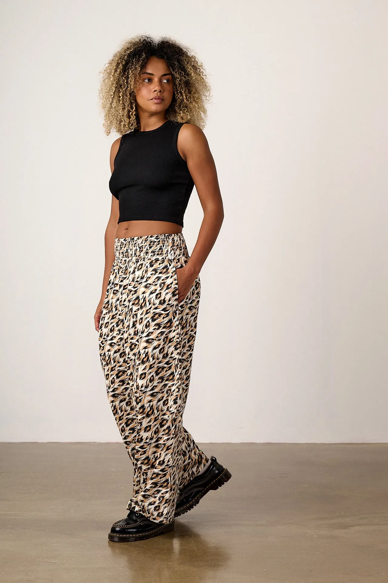 Alex - Wide Leg Cotton Trousers in Leo Swirl sold by Lucy & Yak product image thumbnail 5