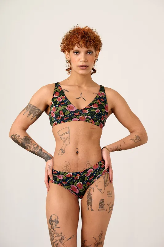 Collette - Viscose Briefs in Black Marie Print made by Lucy & Yak