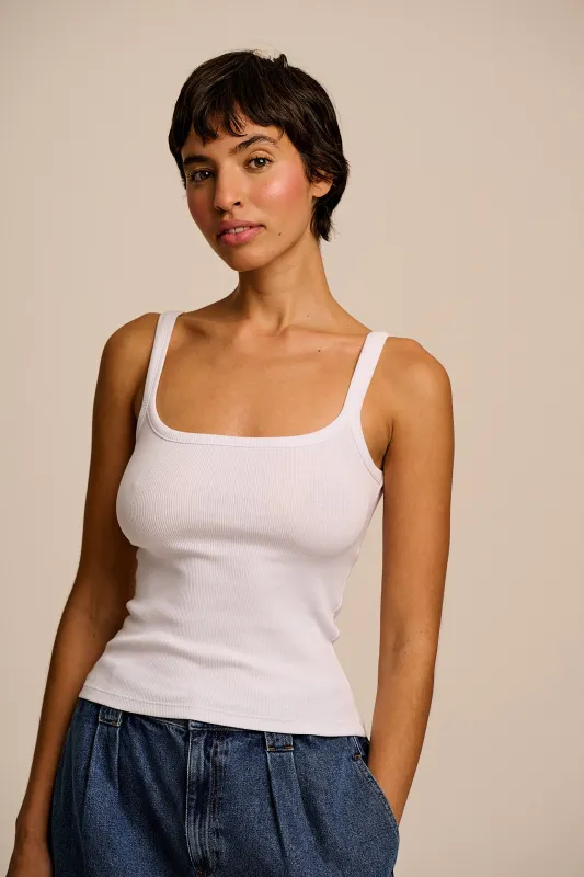 Tully - Cotton Strappy Vest in White made by Lucy & Yak