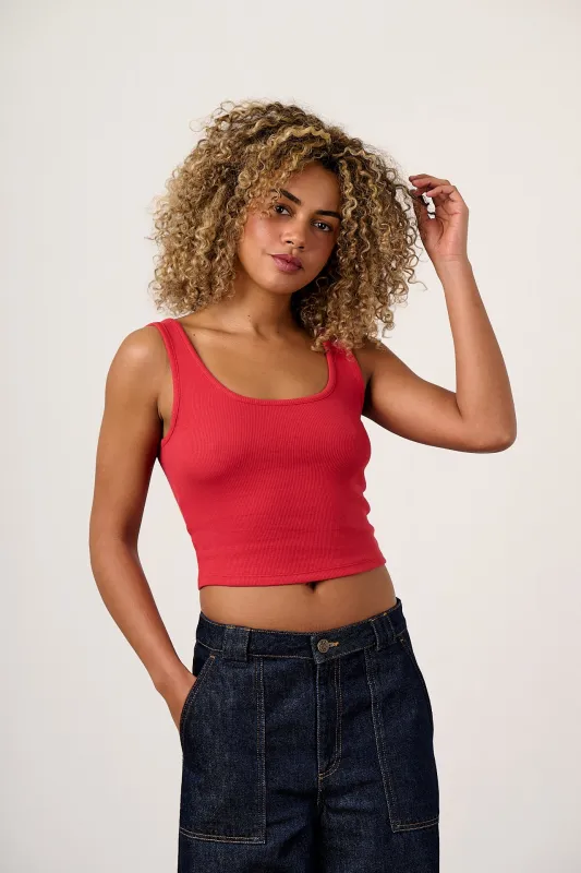 Eden - Cotton Vest in Red made by Lucy & Yak
