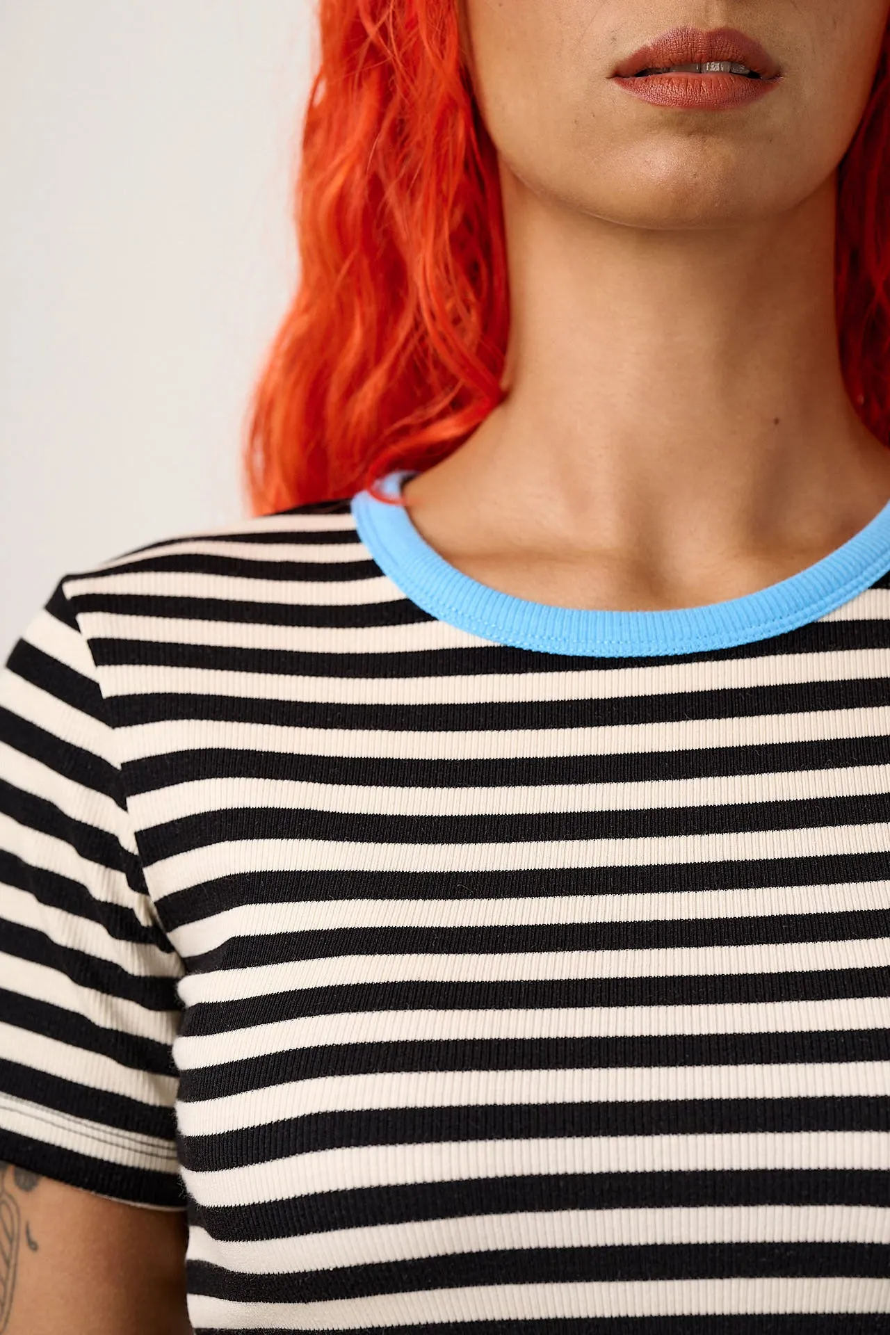 Gracie - Cotton T-Shirt in Black & White Stripe sold by Lucy & Yak product image thumbnail 2