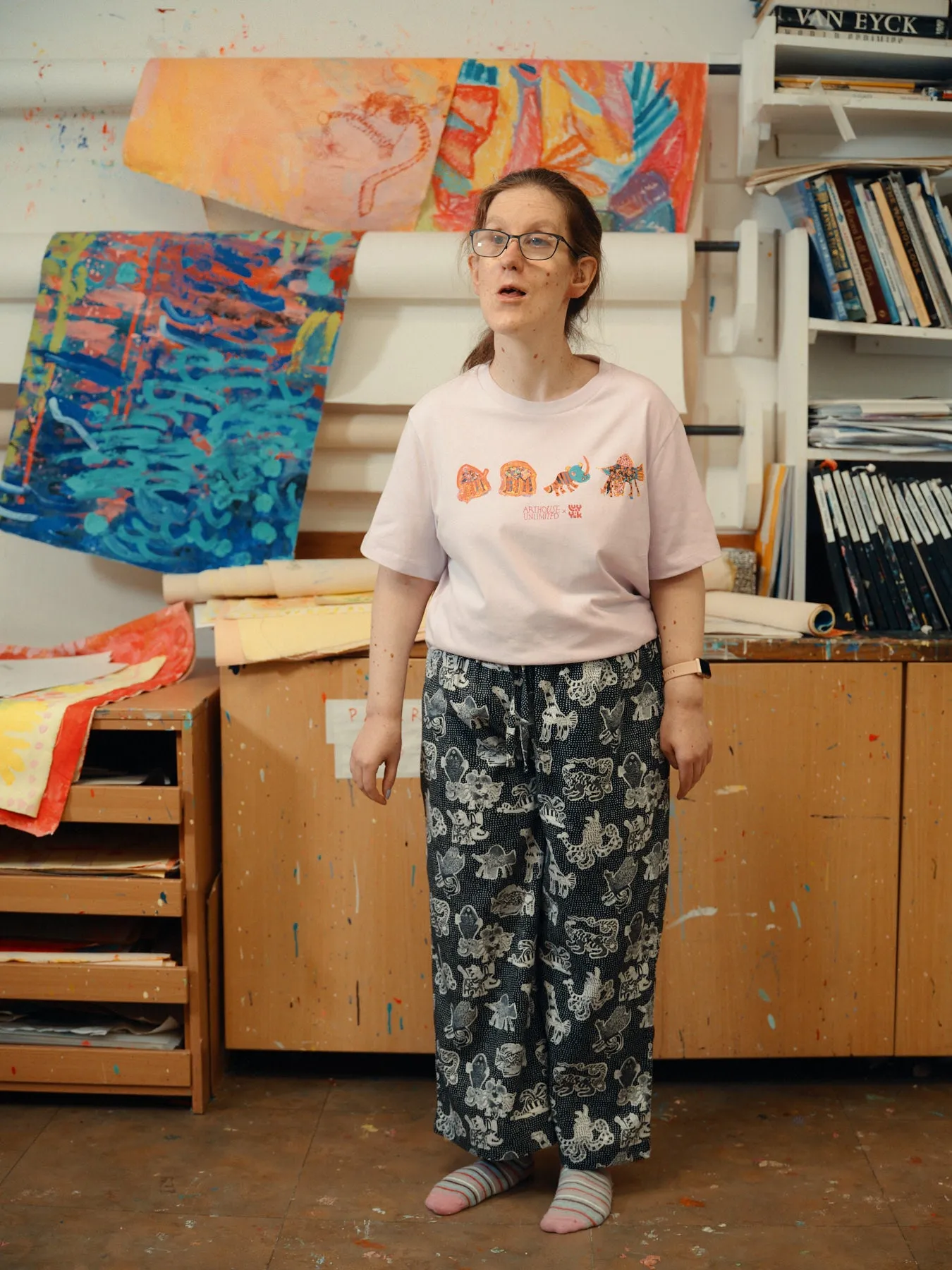 L.E Chuck - Wide Leg Cotton Trousers in Black & White Arthouse & Yak sold by Lucy & Yak product image thumbnail 2
