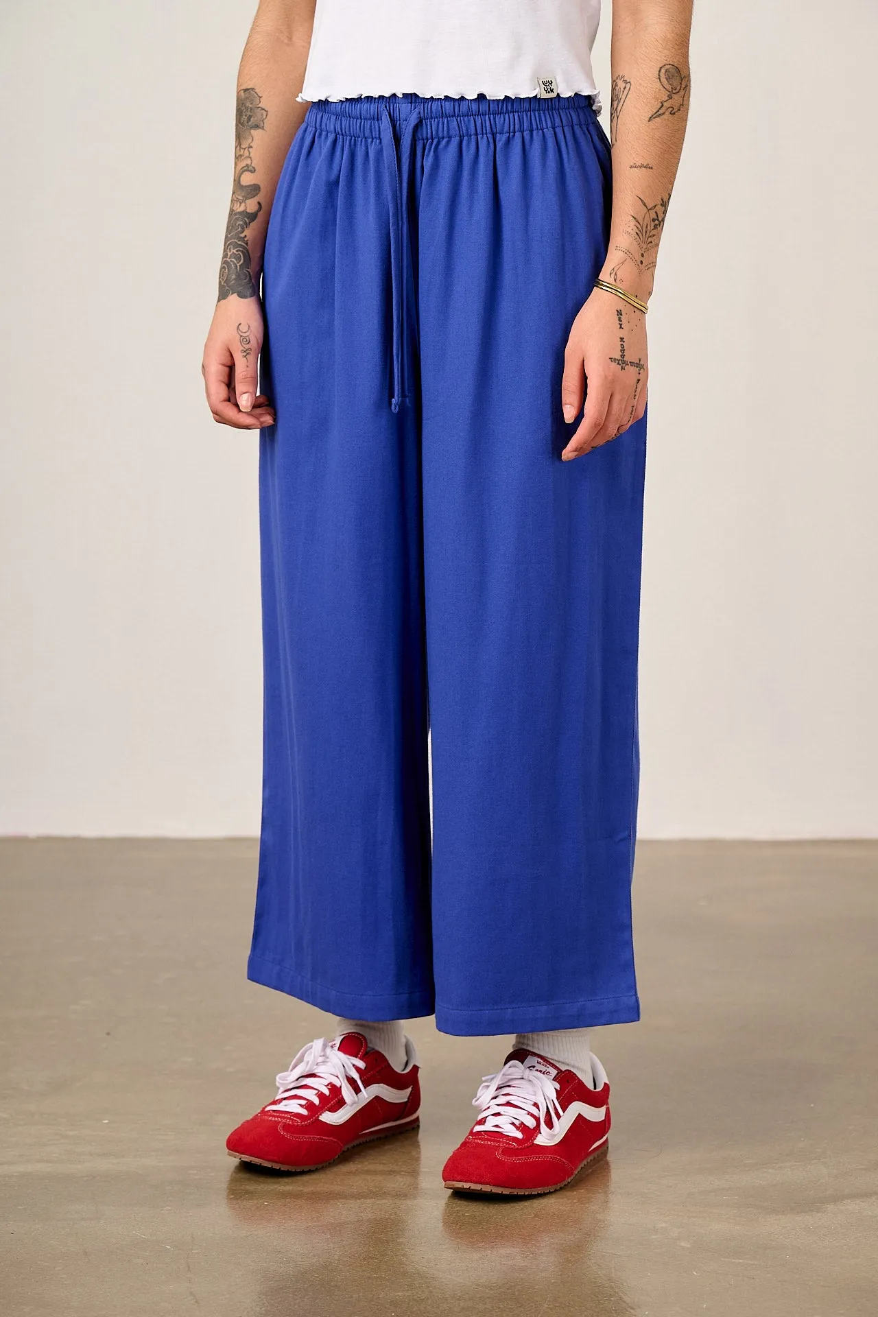 Chuck - Wide Leg Cotton Trousers in Dazzling Blue sold by Lucy & Yak product image thumbnail 2