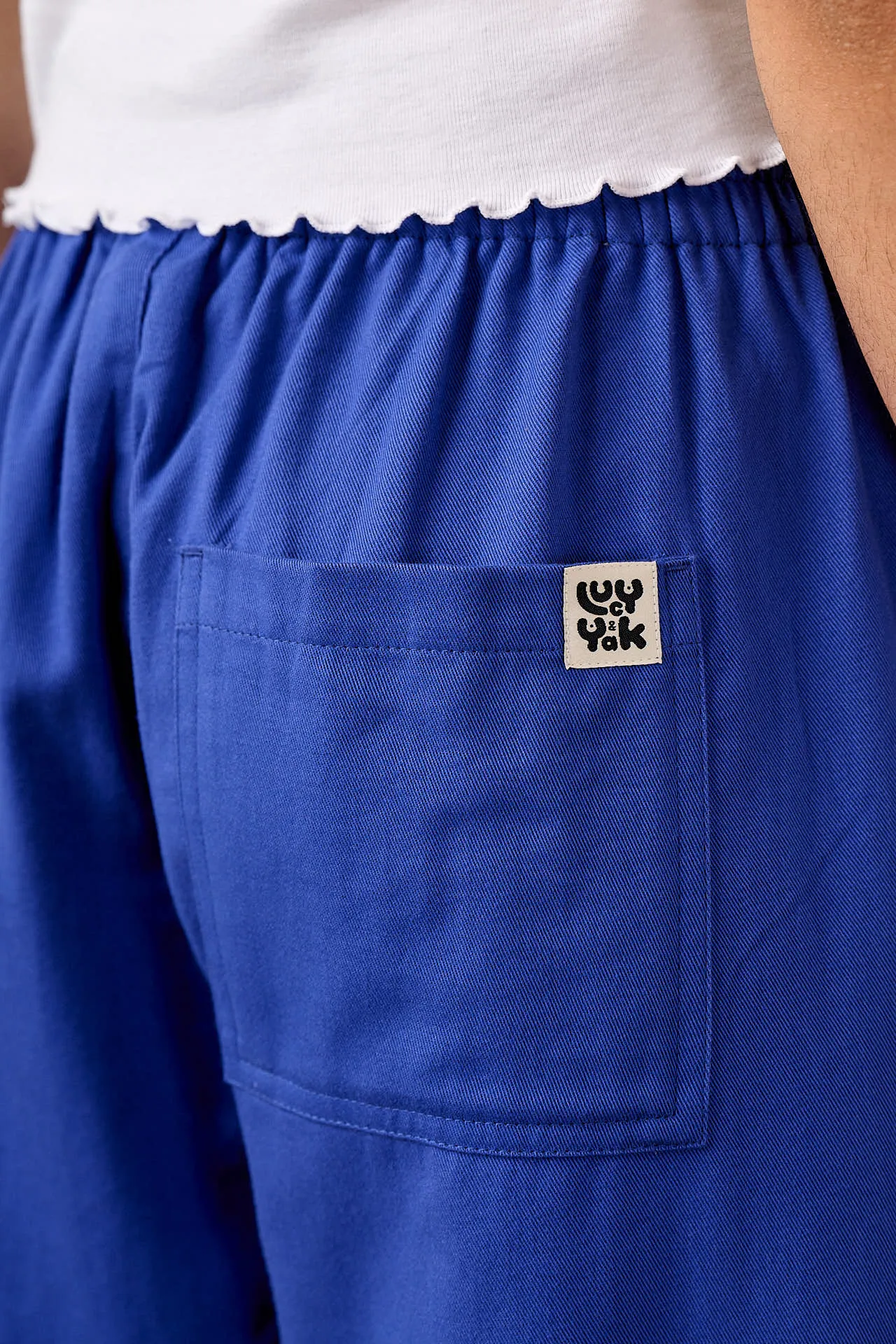 Chuck - Wide Leg Cotton Trousers in Dazzling Blue sold by Lucy & Yak product image thumbnail 4