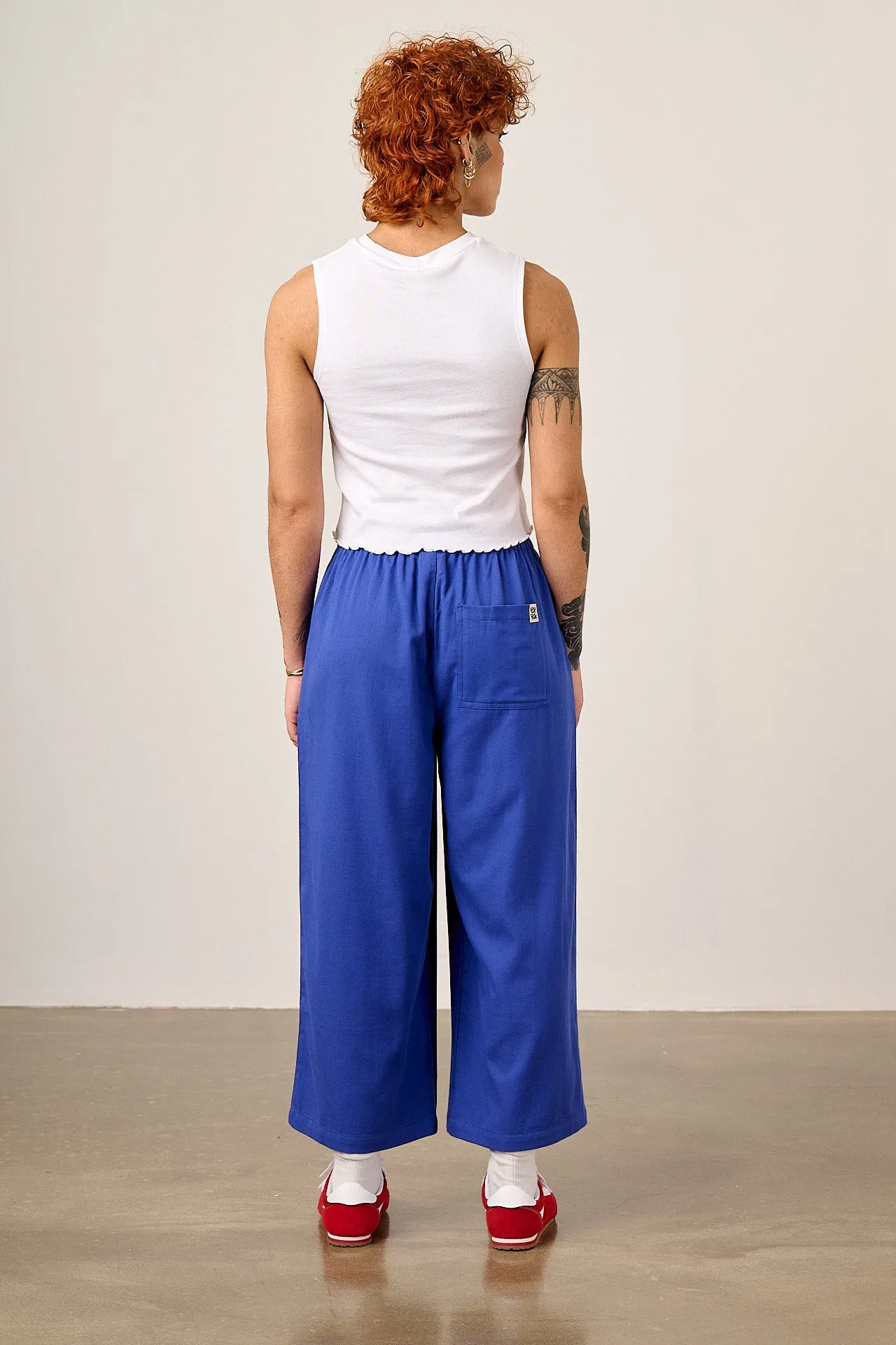 Chuck - Wide Leg Cotton Trousers in Dazzling Blue sold by Lucy & Yak product image thumbnail 5