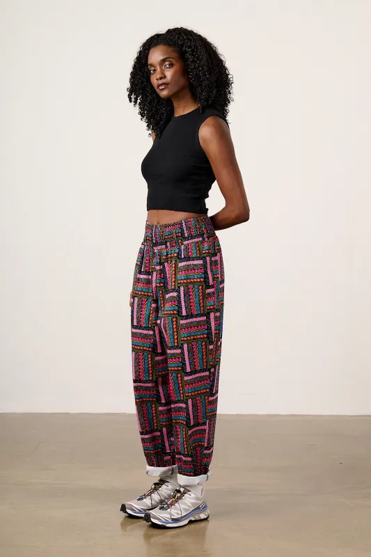 Alexa - Cotton Trousers in Artisan Patchwork Print made by Lucy & Yak