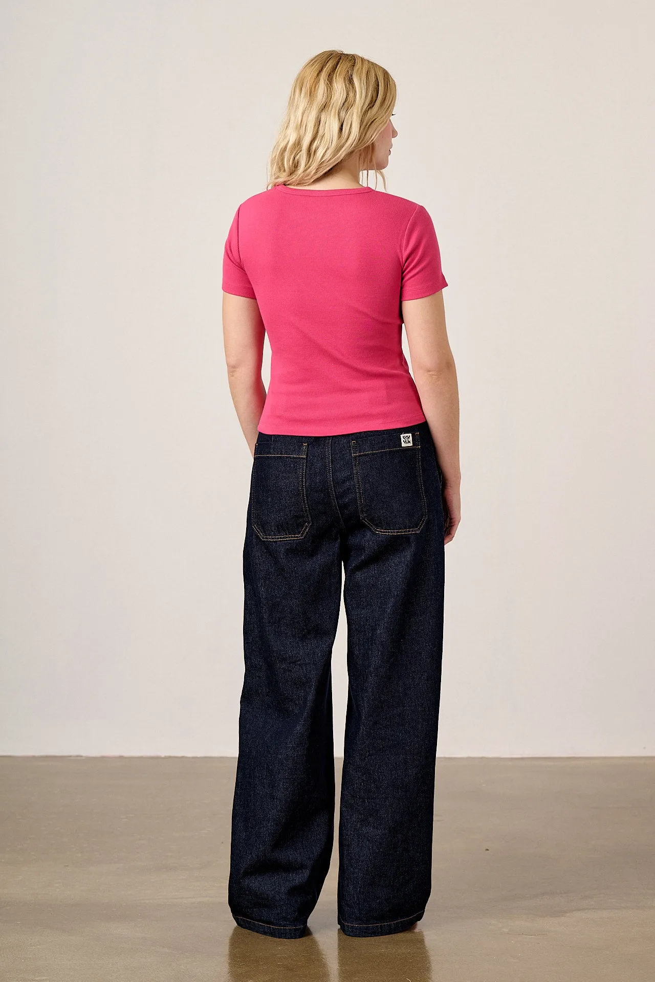 Gracie - Cotton T-Shirt in Fuchsia Rose sold by Lucy & Yak product image thumbnail 3