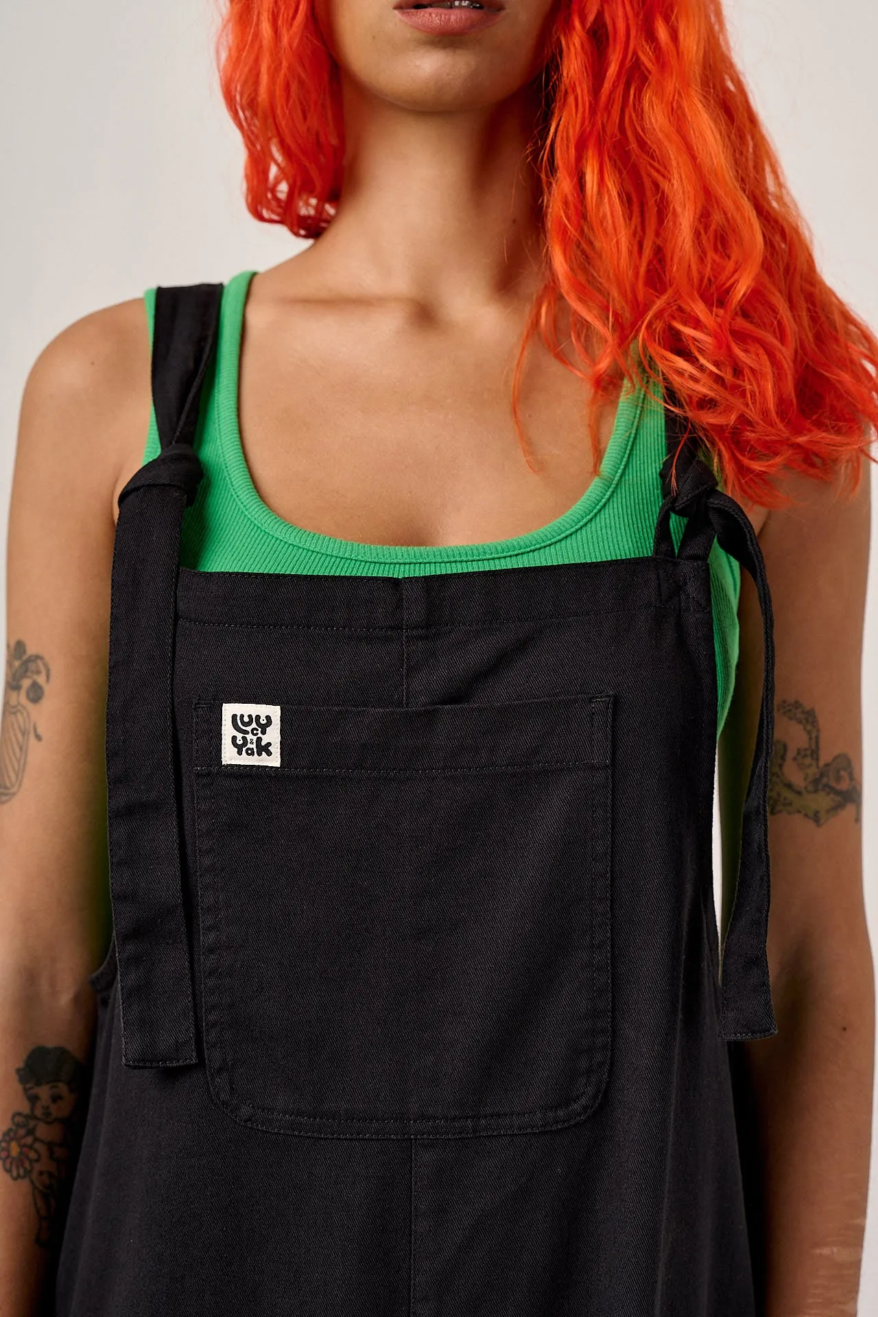 Arlo - Cotton Wide Leg Dungarees in Black sold by Lucy & Yak product image thumbnail 2