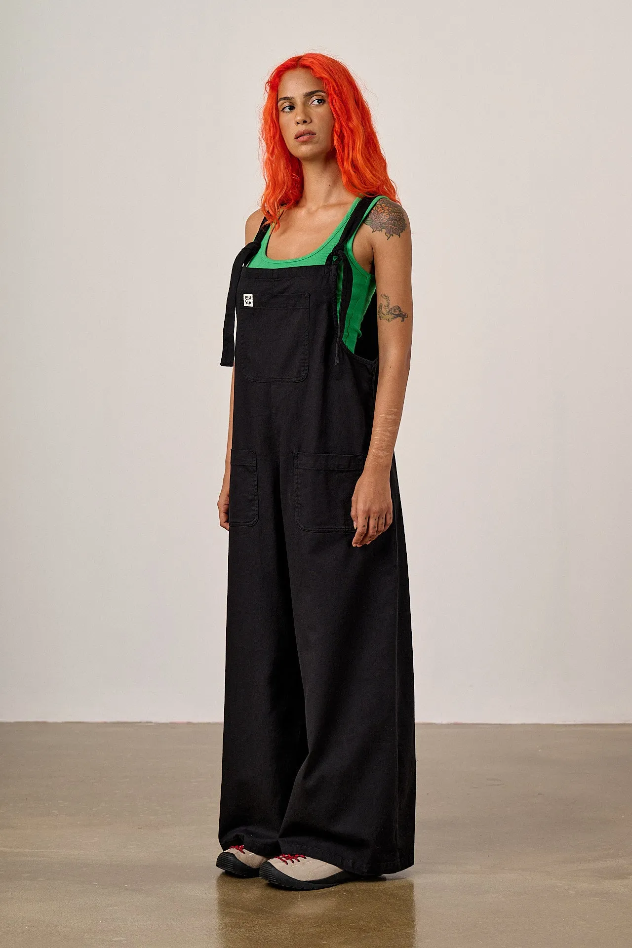 Arlo - Cotton Wide Leg Dungarees in Black sold by Lucy & Yak product image thumbnail 4
