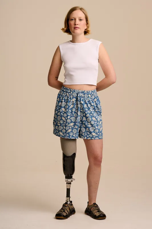 Charlie - Relaxed Shorts Organic Cotton in Blue Shells made by Lucy & Yak