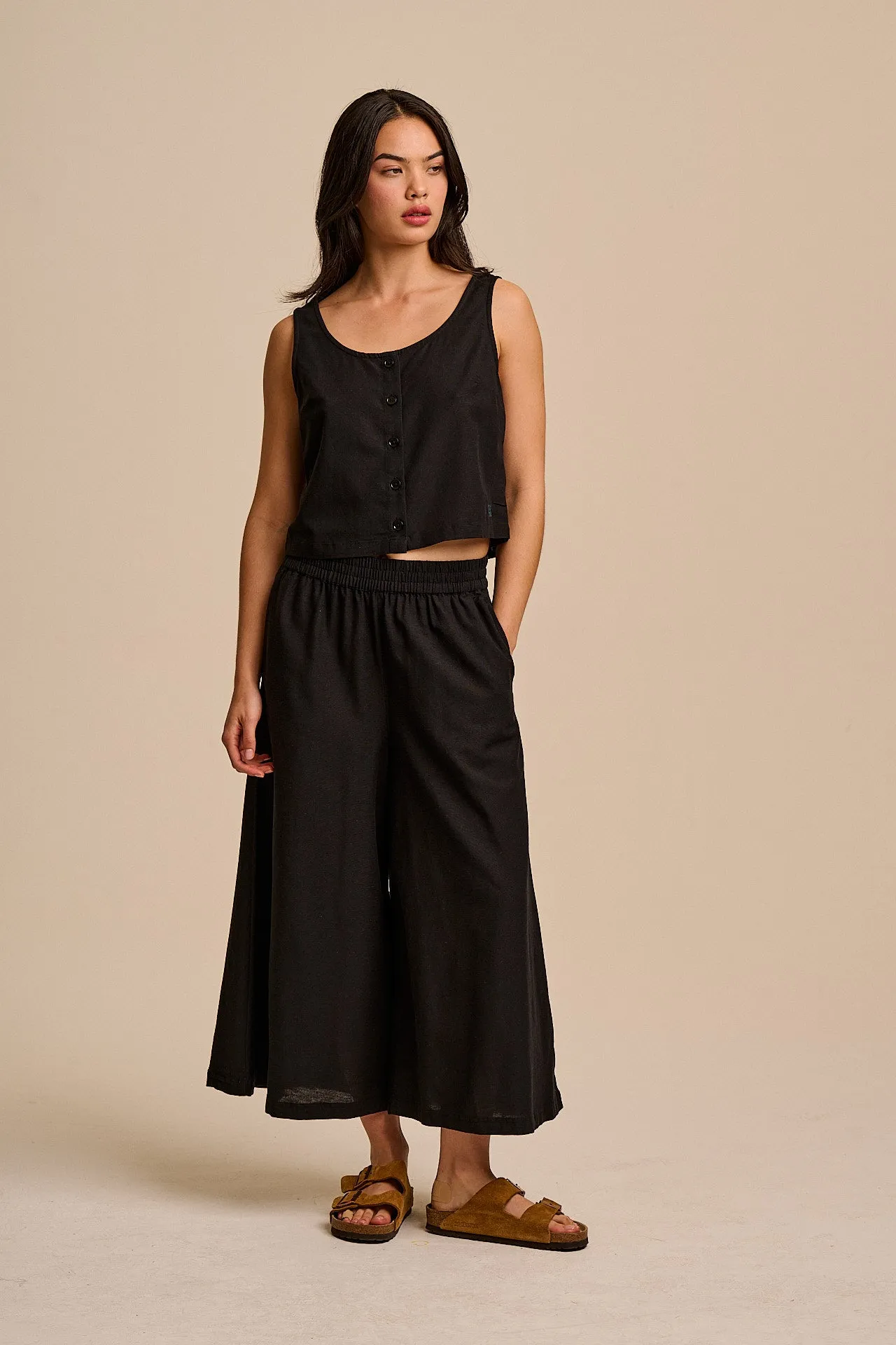 Etoile - Viscose Button Up Woven Tank in Black sold by Lucy & Yak product image thumbnail 3