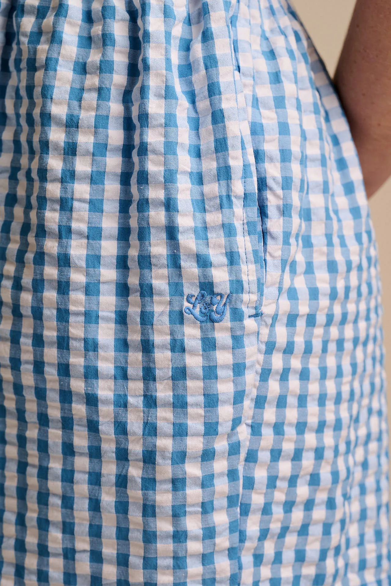 Alisa - Cotton Playsuit in Blue Gingham sold by Lucy & Yak product image thumbnail 2