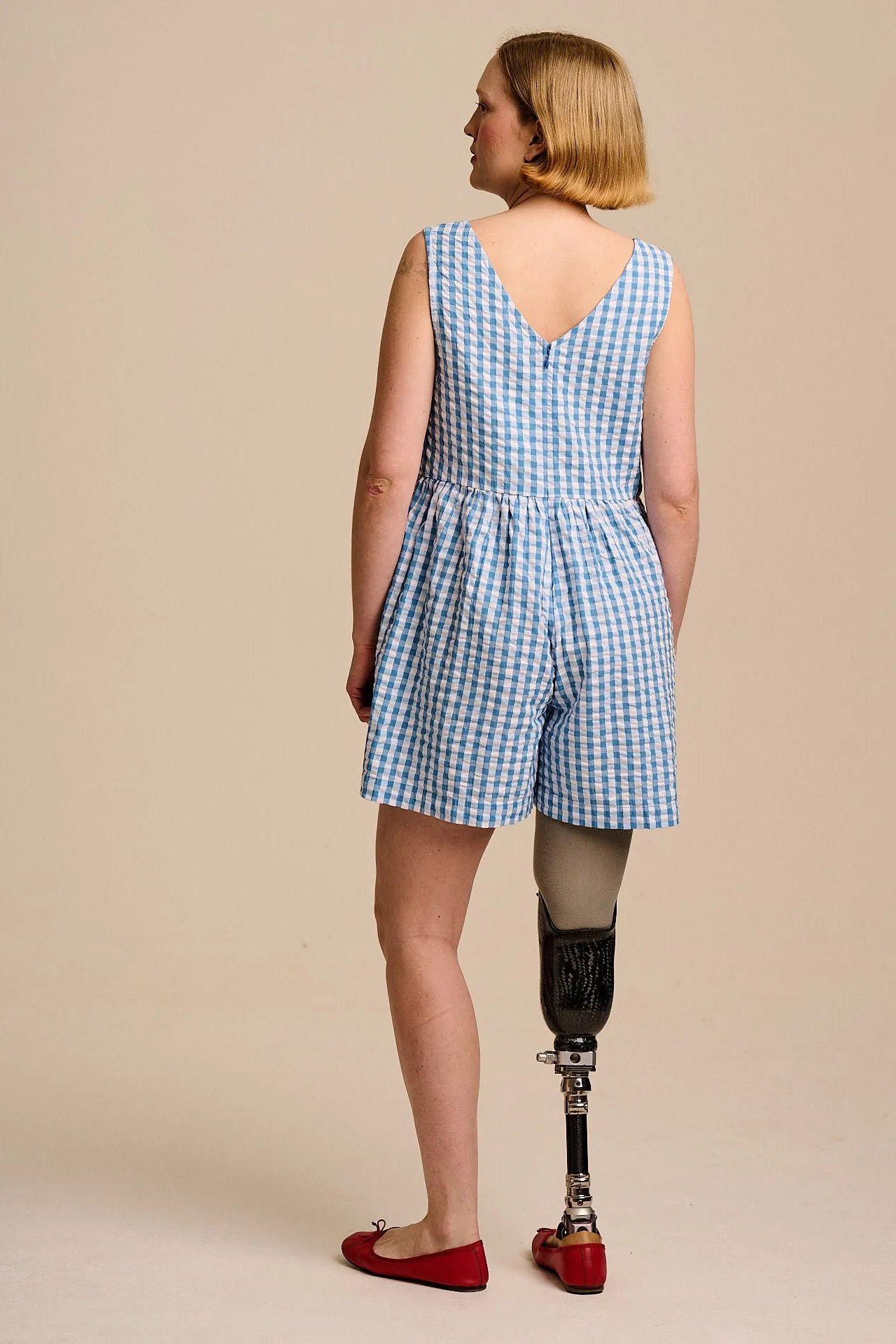 Alisa - Cotton Playsuit in Blue Gingham sold by Lucy & Yak product image thumbnail 4