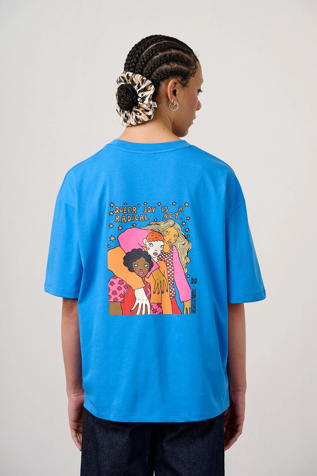 Bee Illustrates Pride 2026 - Benny - Oversized cotton T-Shirt in Blue sold by Lucy & Yak product image thumbnail 4