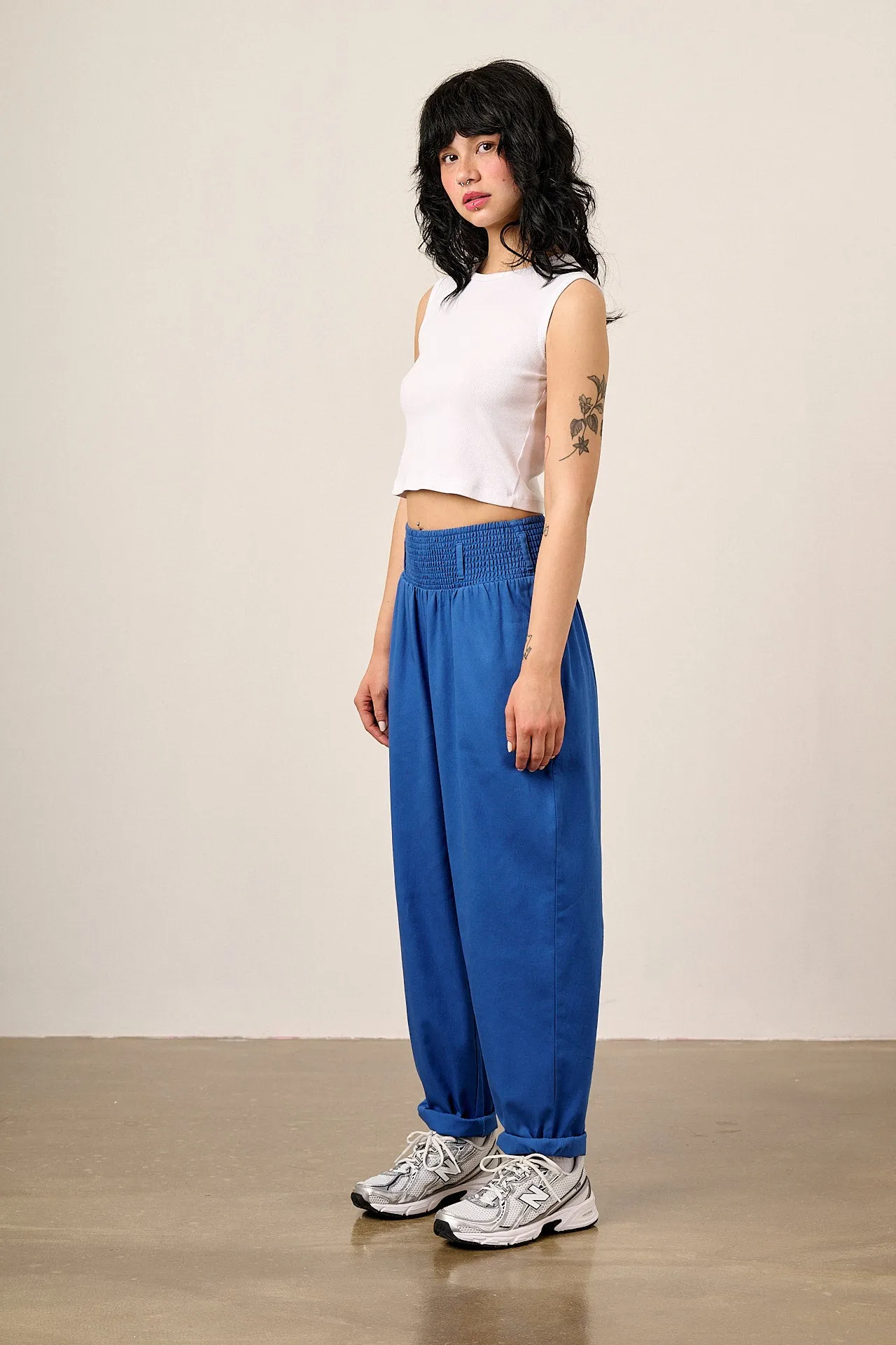 Alexa - Cotton Trousers in Strong Blue sold by Lucy & Yak