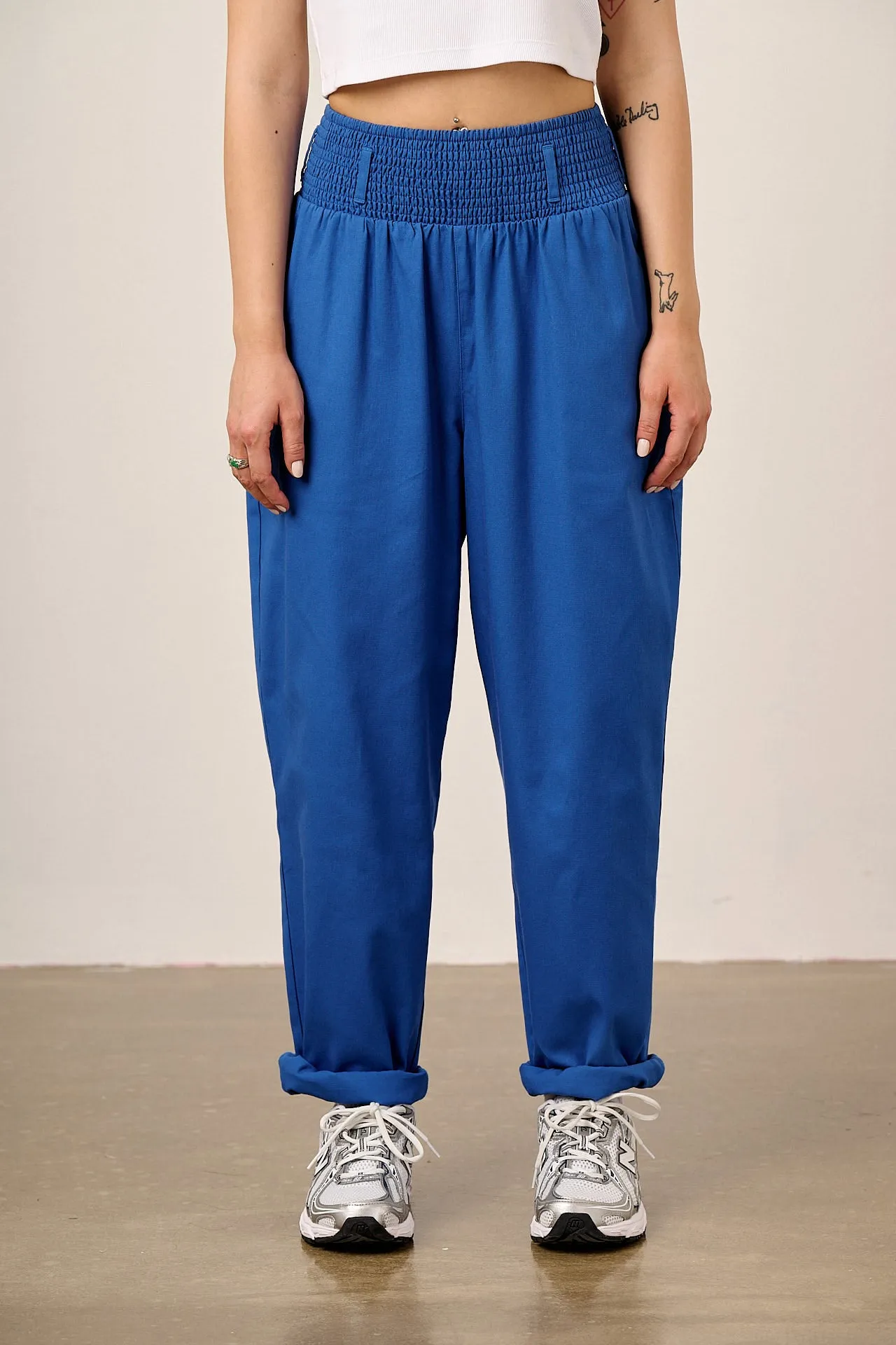 Alexa - Cotton Trousers in Strong Blue sold by Lucy & Yak product image thumbnail 2