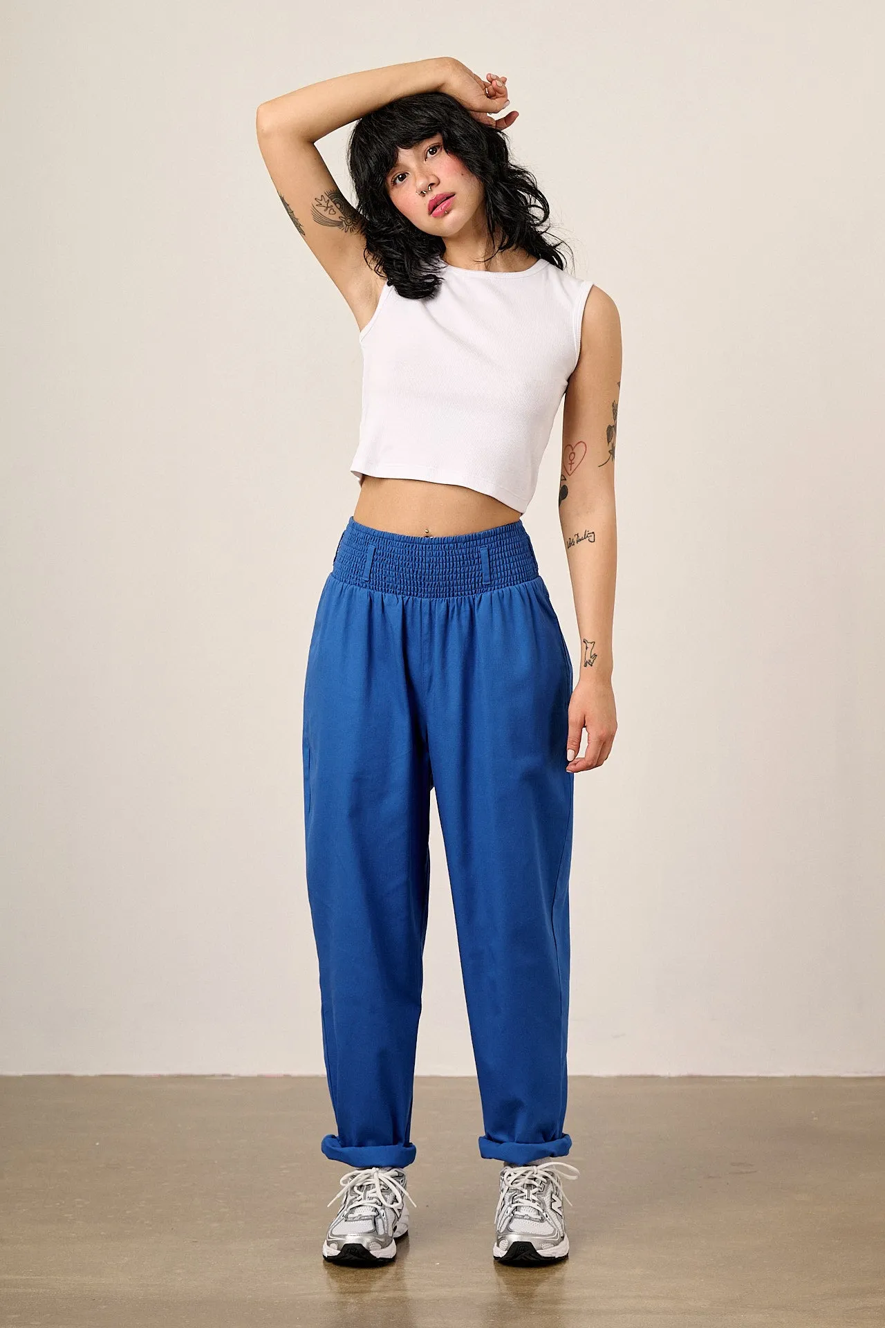Alexa - Cotton Trousers in Strong Blue sold by Lucy & Yak product image thumbnail 3