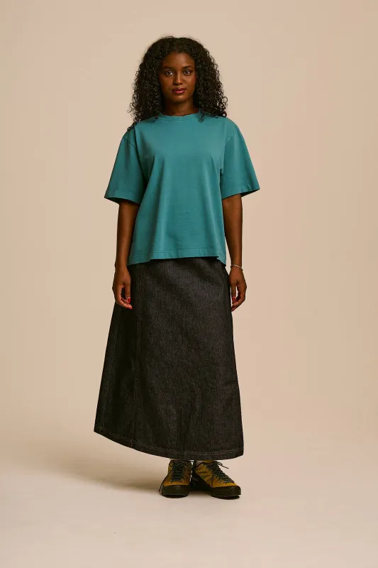 Noa - Cotton Boxy T-Shirt in Washed Dragonfly Blue made by Lucy & Yak