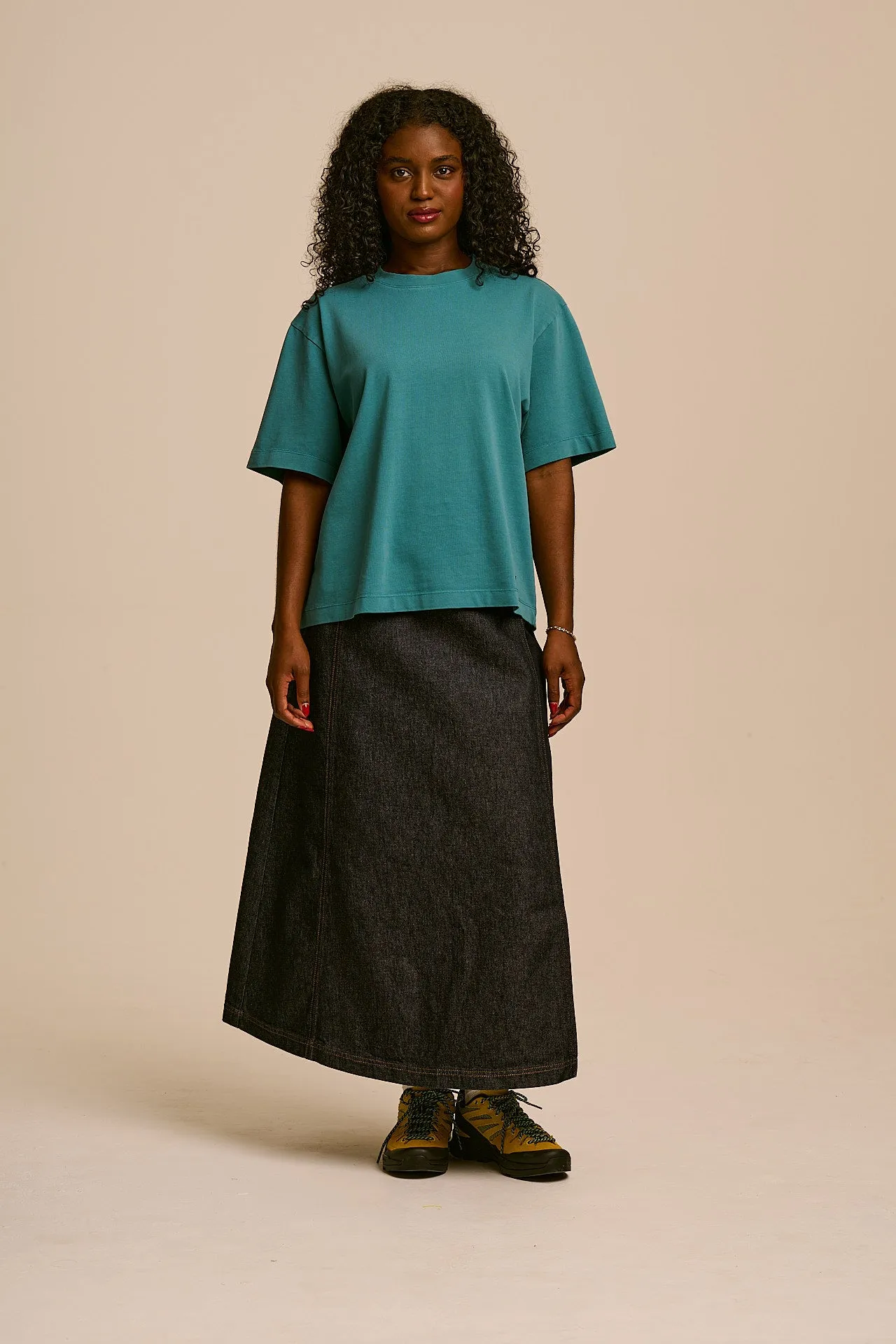 Noa - Cotton Boxy T-Shirt in Washed Dragonfly Blue sold by Lucy & Yak