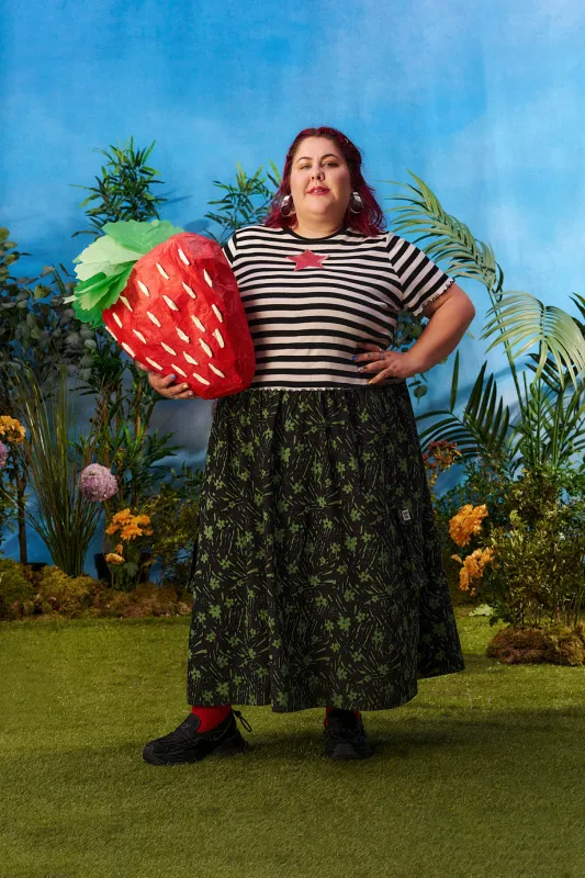 Greta - Cropped Cotton Top in Stripe with Star made by Lucy & Yak