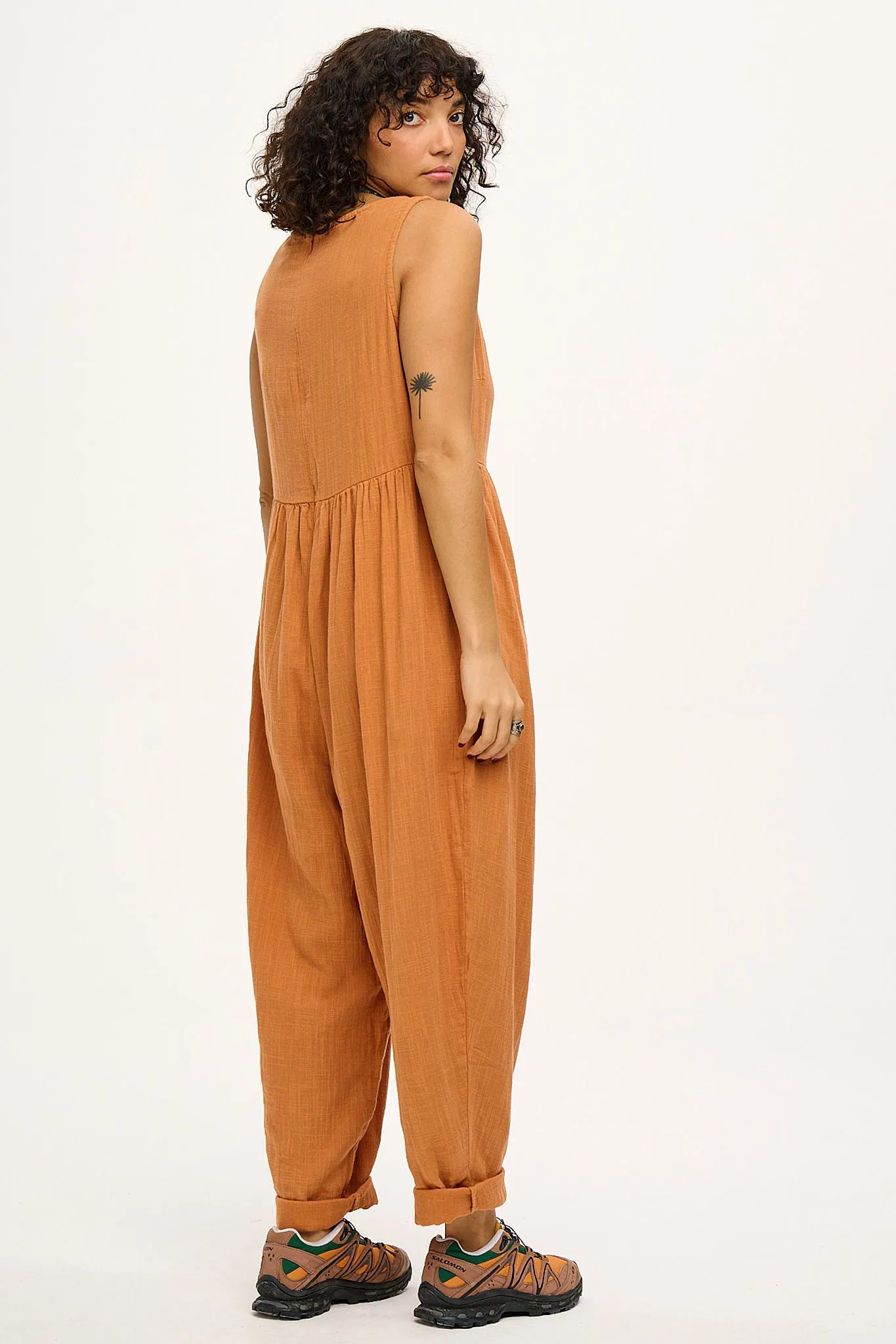 Bowie - Sleeveless Cotton Jumpsuit in Terracotta sold by Lucy & Yak product image thumbnail 5