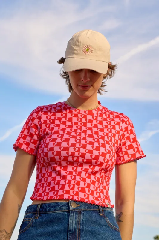 Cotton Cap with Floral Embroidery sold by Lucy & Yak