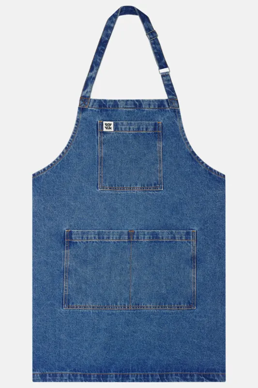 Ada - Heavyweight Denim Apron in Mid Wash Blue sold by Lucy & Yak