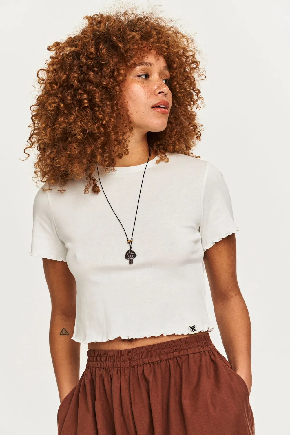 Greta - Cropped Cotton Top in Ecru sold by Lucy & Yak