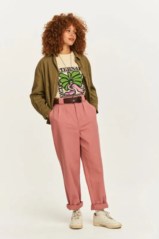 Addison - Tapered Twill Jeans in Dusky Pink sold by Lucy & Yak